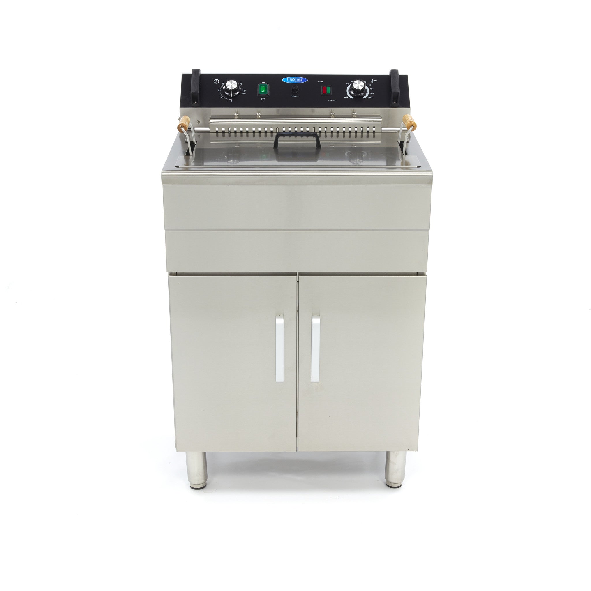 Friteuse - 30 L - 1 panier - avec robinet de vidange et support