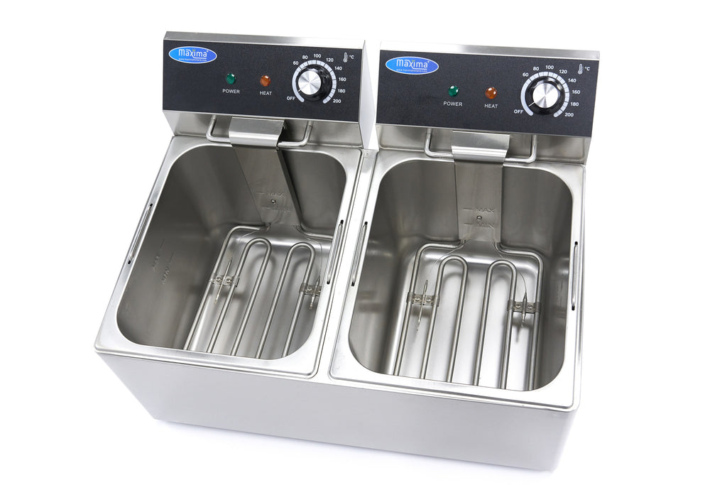Friteuse - 2 x 8 L - 2 paniers - jusqu'à 2,8 kg de frites