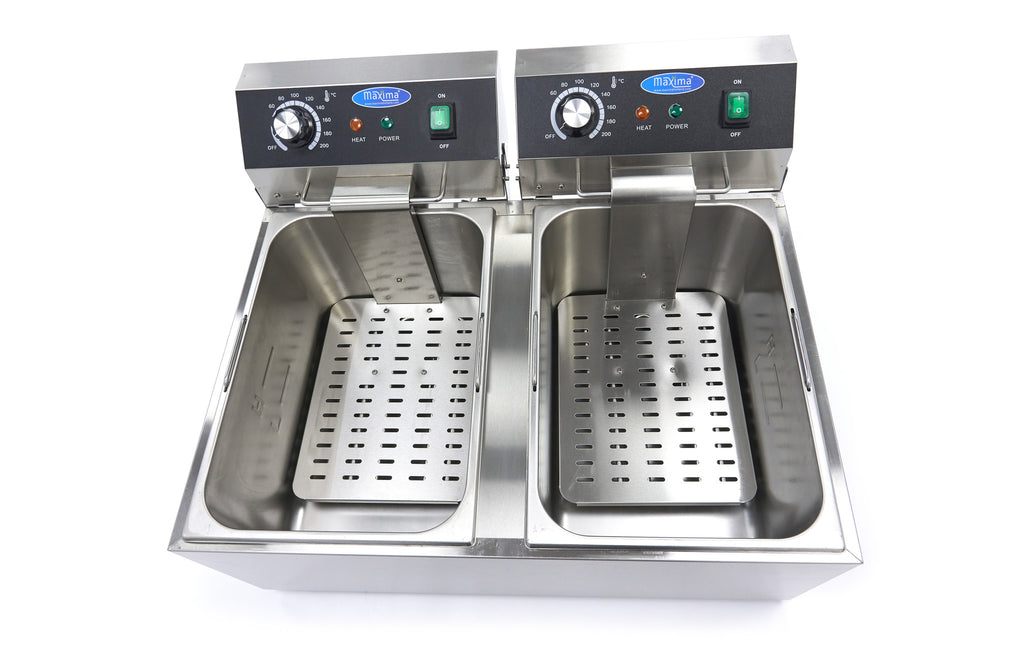 Friteuse - 2 x 11 L - 2 paniers - jusqu'à 2,8 kg de frites