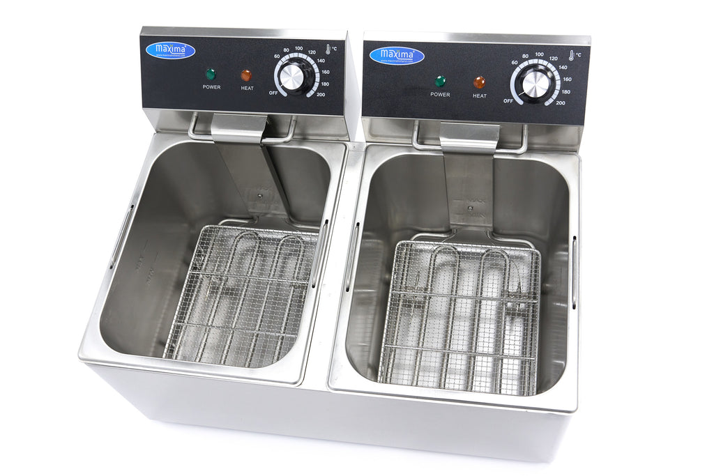 Friteuse - 2 x 8 L - 2 paniers - jusqu'à 2,8 kg de frites