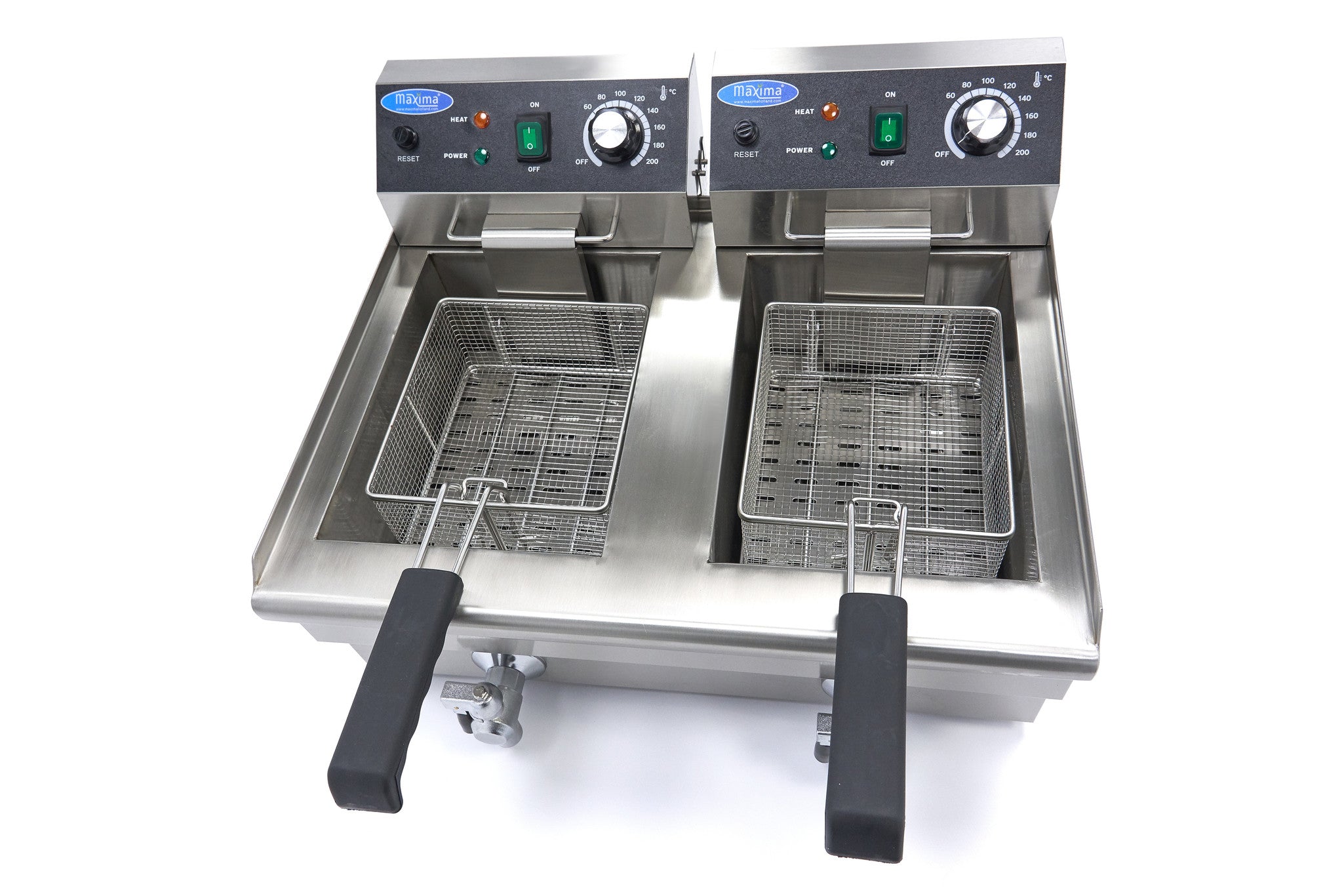 Friteuse - 2 x 10 L - 2 paniers - avec robinet de vidange