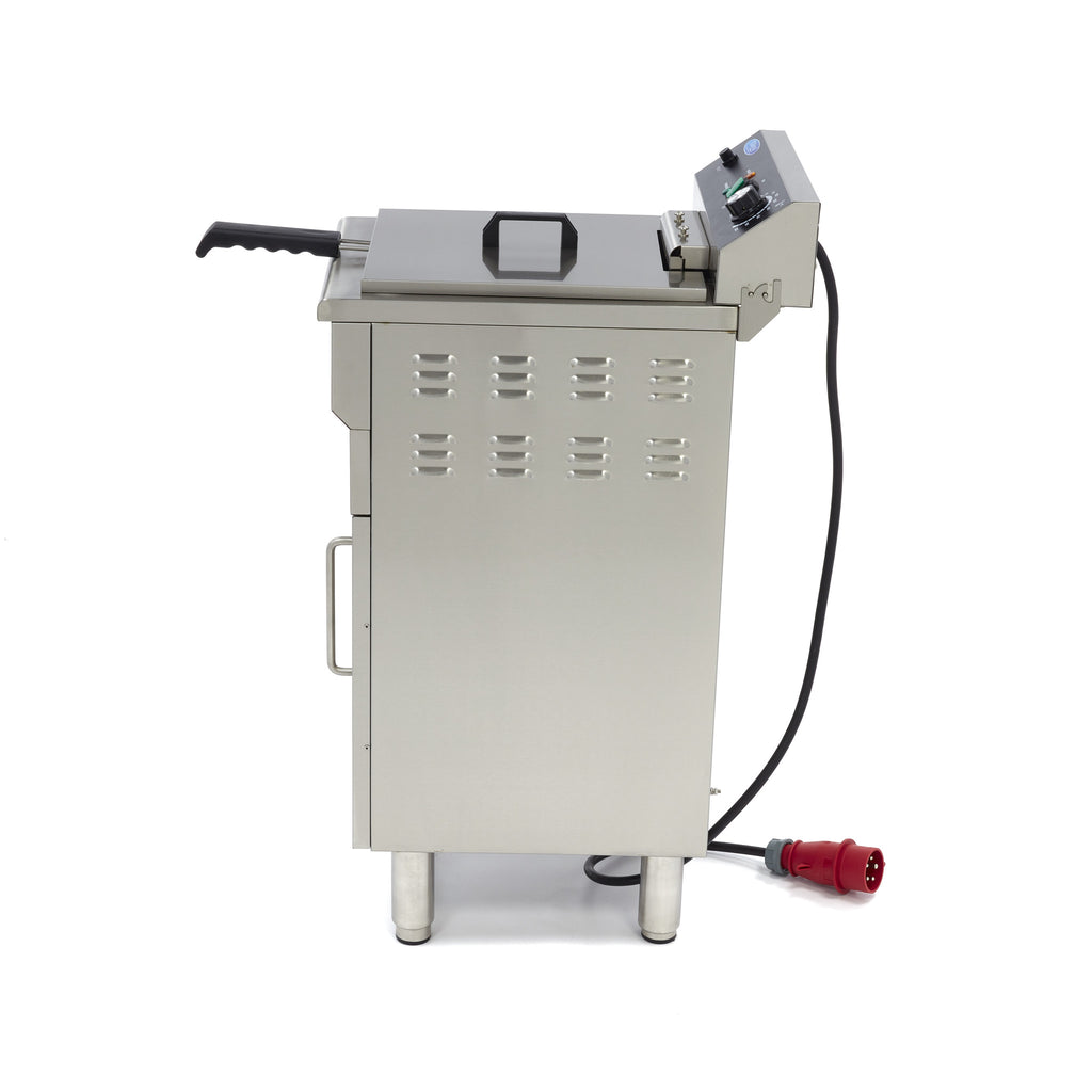 Friteuse - 16 L - 1 panier - avec robinet de vidange et support - 400V