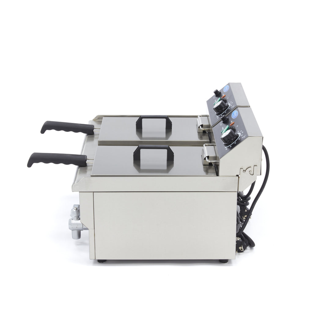 Friteuse - 2 x 10 L - 2 paniers - avec robinet de vidange