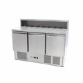 Réfrigérateur pour la préparation des pizzas - 137 cm - 3 portes - s'adapte à 8 x 1/6 GN - incl couvercle en acier inoxydable