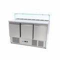 Réfrigérateur pour la préparation des pizzas - 137 cm - 3 portes - s'adapte à 8 x 1/6 GN - incl couvercle en verre