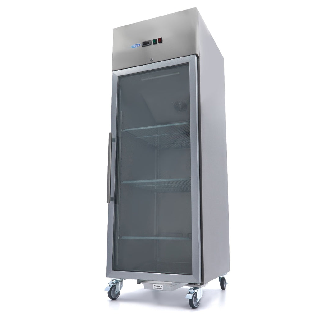 Réfrigérateur - 700 L - 3 étagères réglables (2/1 GN) - acier inoxydable - avec porte en verre