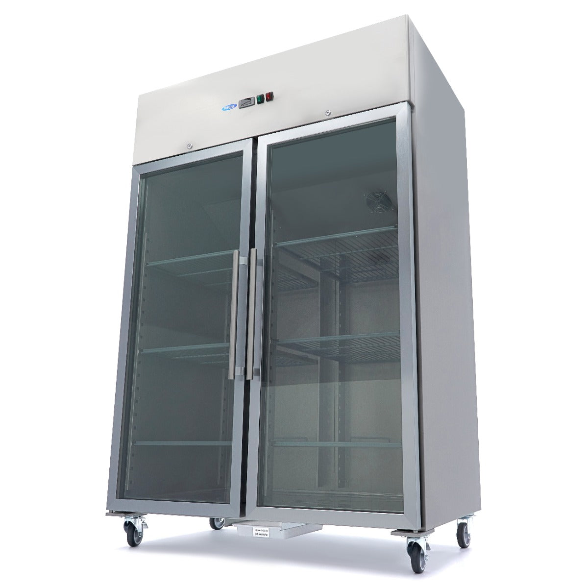 Congélateur - 1400 L - 6 étagères réglables (2/1 GN) - acier inoxydable - avec portes en verre