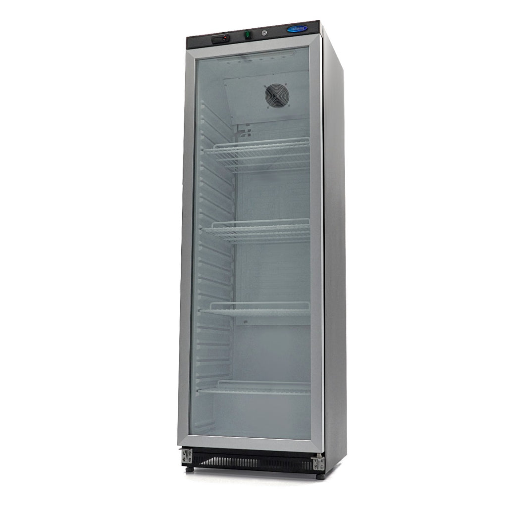 Réfrigérateur - 400 L - noir - avec porte en verre