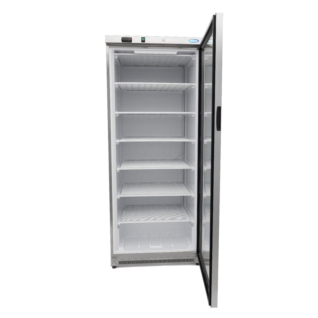 Congélateur - 600 L - acier inoxydable - avec porte en verre