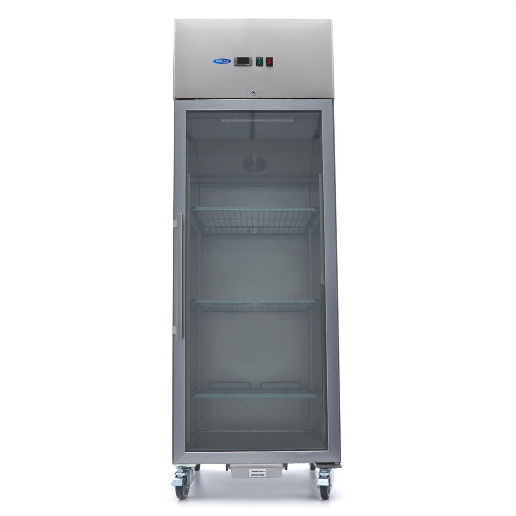 Réfrigérateur - 600 L - 3 étagères réglables (2/1 GN) - acier inoxydable - avec porte en verre