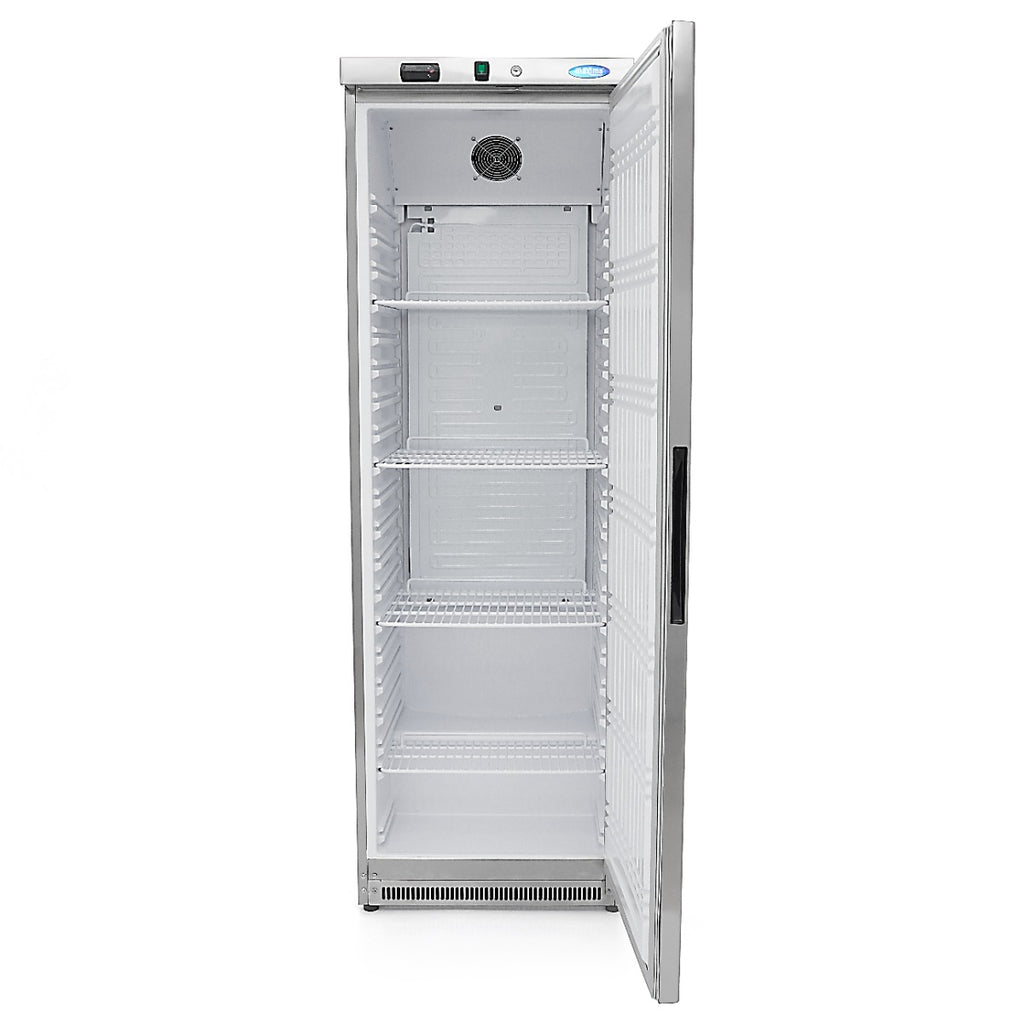 Réfrigérateur - 400 L - 4 étagères réglables - acier inoxydable