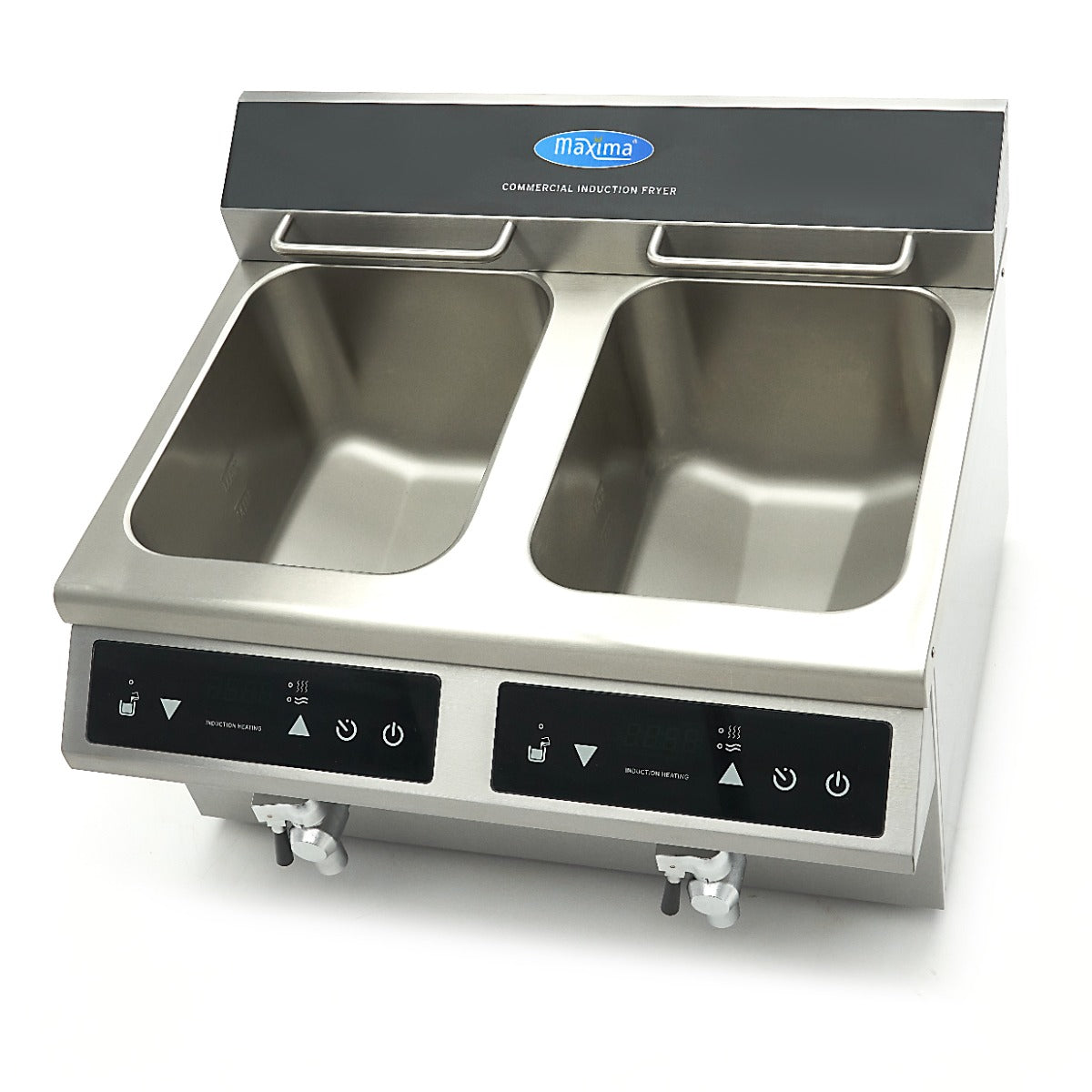 Friteuse - 2 x 8 L - 2 paniers - induction - avec robinet de vidange