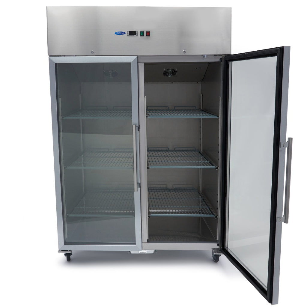 Réfrigérateur - 1200 L - 6 étagères réglables (2/1 GN) - acier inoxydable - avec porte en verre
