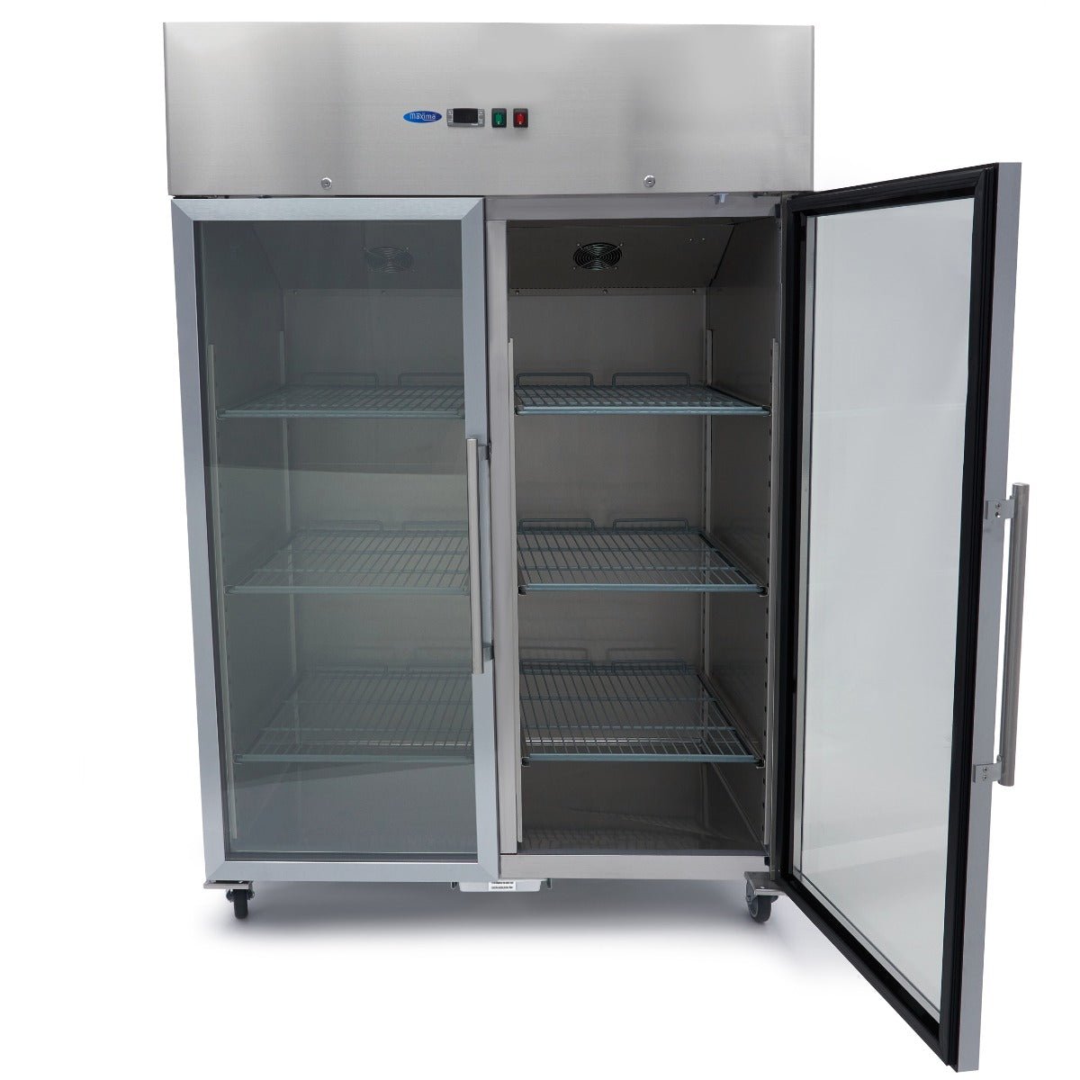 Réfrigérateur - 1200 L - 6 étagères réglables (2/1 GN) - acier inoxydable - avec porte en verre
