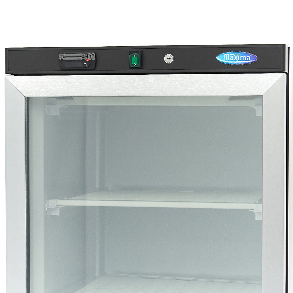 Congélateur - 400 L - noir - avec porte en verre