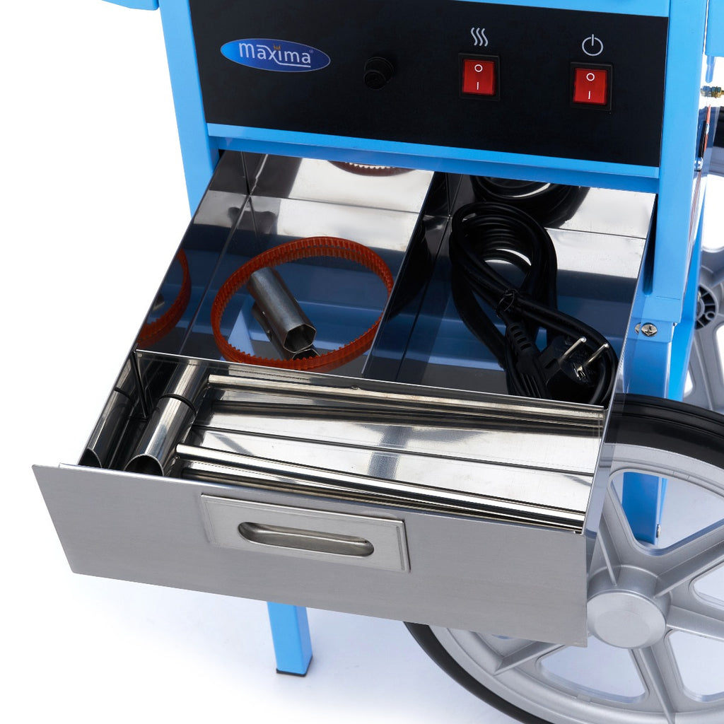 Machine à barbe à papa - Ø 52cm - Bleu - avec chariot