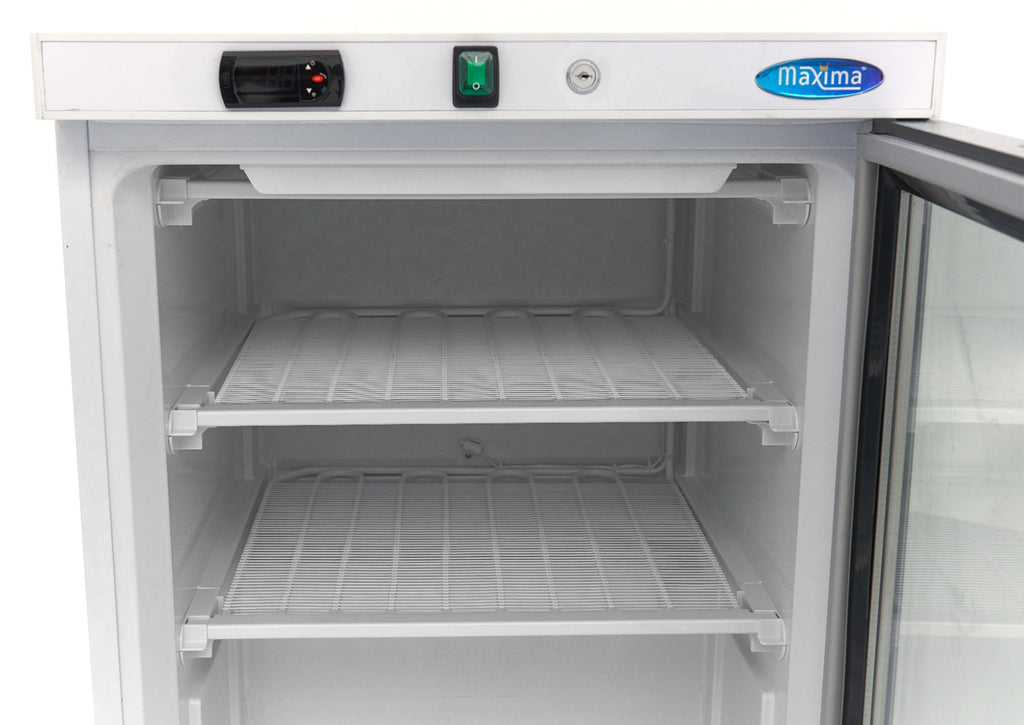 Congélateur - 200 L - blanc - avec porte en verre