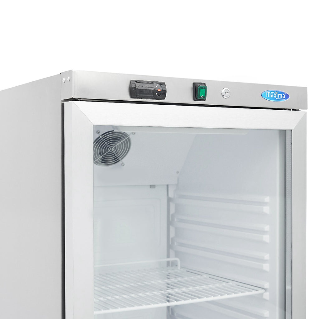 Réfrigérateur - 400 L - acier inoxydable - avec porte en verre