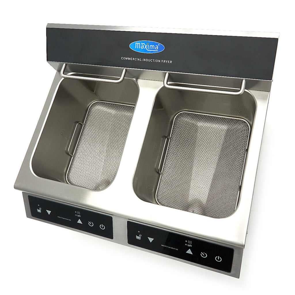 Friteuse - 2 x 8 L - 2 paniers - induction - avec robinet de vidange