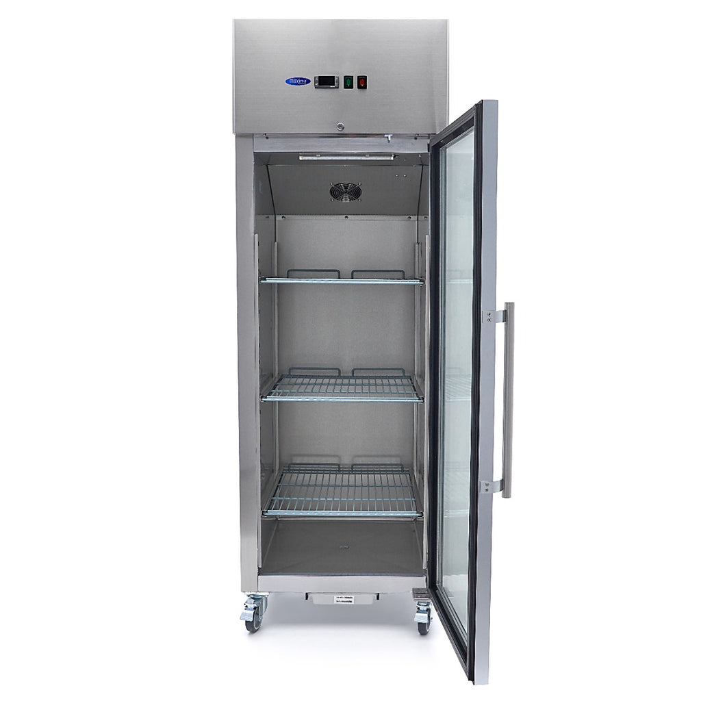 Réfrigérateur - 600 L - 3 étagères réglables (2/1 GN) - acier inoxydable - avec porte en verre