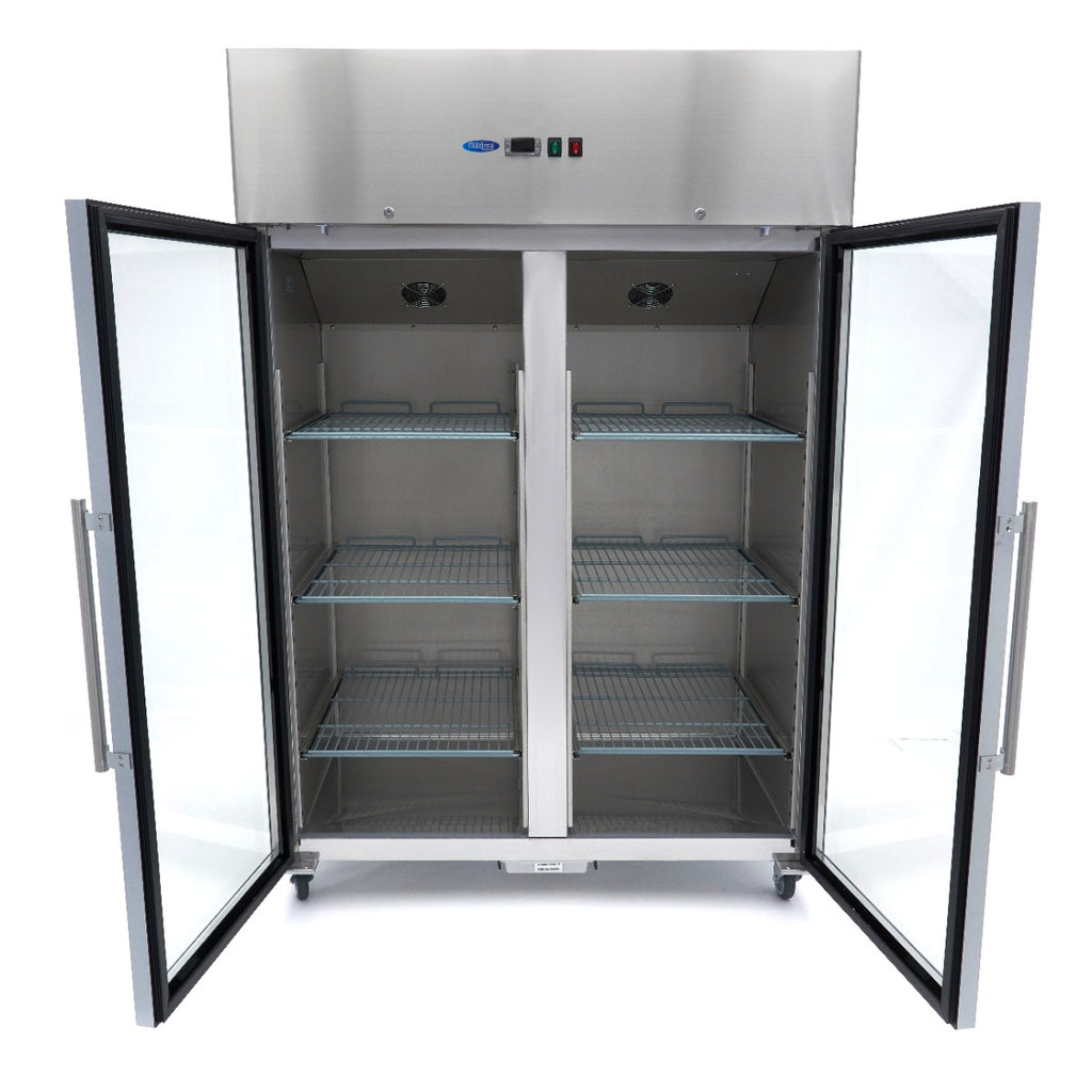 Réfrigérateur - 1200 L - 6 étagères réglables (2/1 GN) - acier inoxydable - avec porte en verre