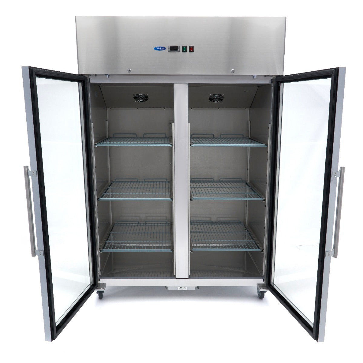 Réfrigérateur - 1200 L - 6 étagères réglables (2/1 GN) - acier inoxydable - avec porte en verre