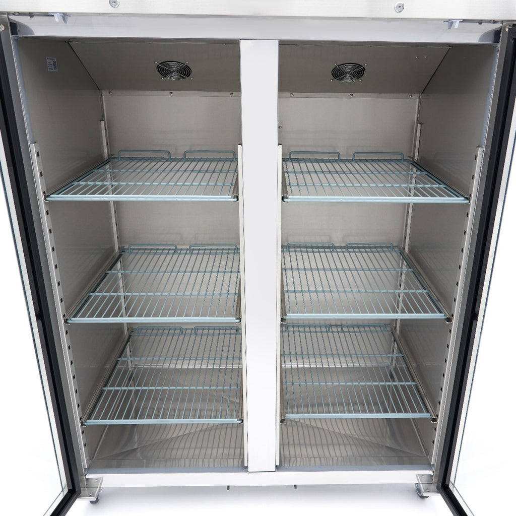 Réfrigérateur - 1200 L - 6 étagères réglables (2/1 GN) - acier inoxydable - avec porte en verre