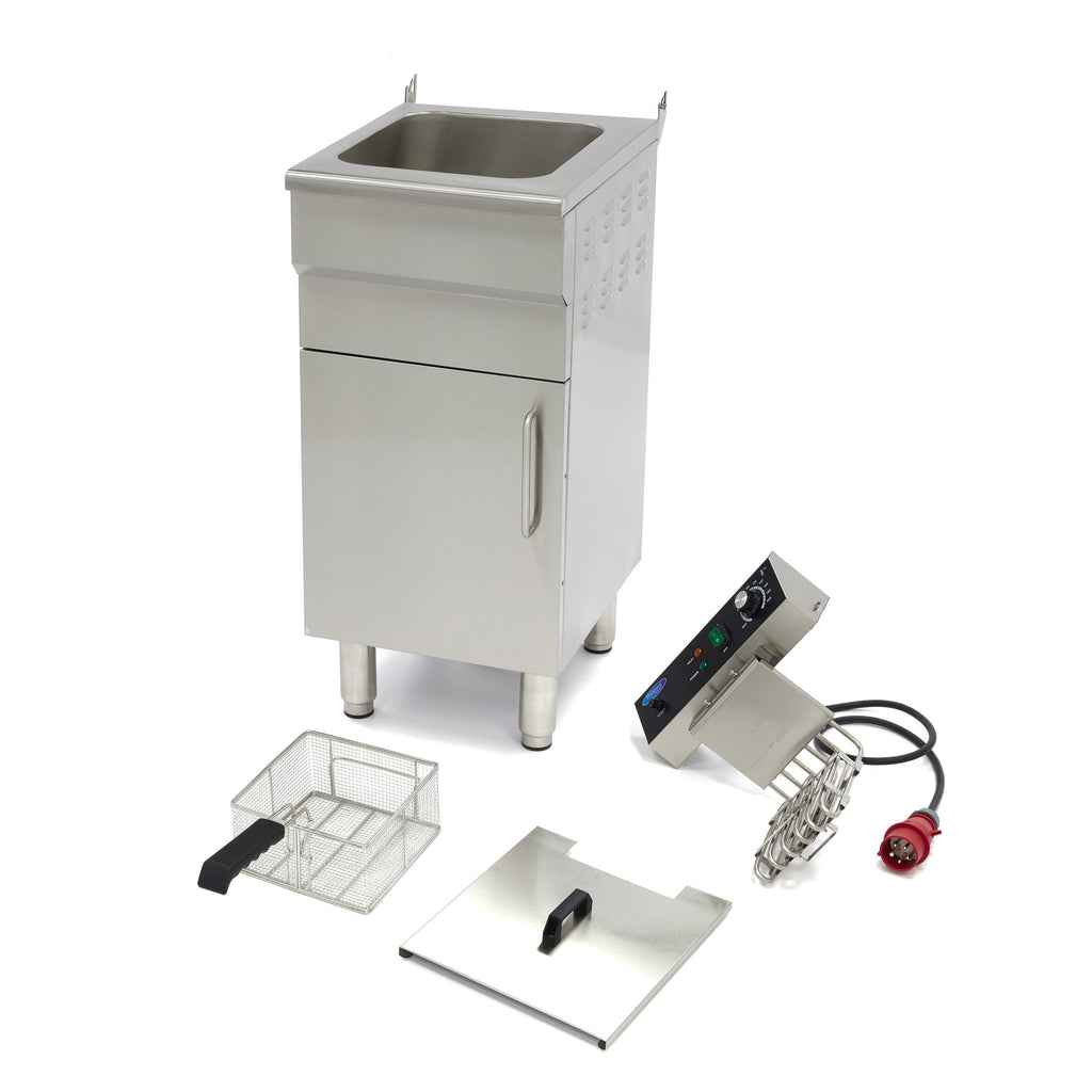 Friteuse - 16 L - 1 panier - avec robinet de vidange et support - 400V