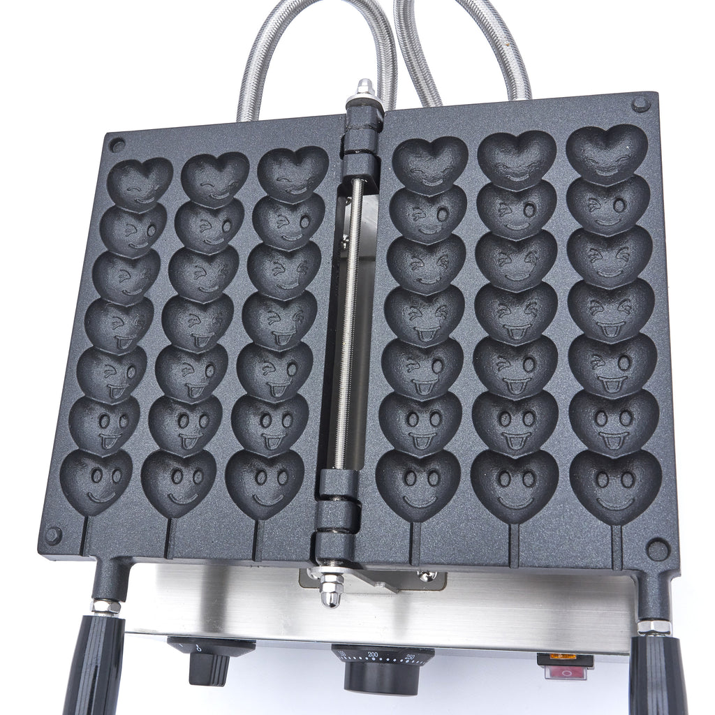 Gaufrier - 3 sucettes - coeurs avec emojis sur bâtonnets