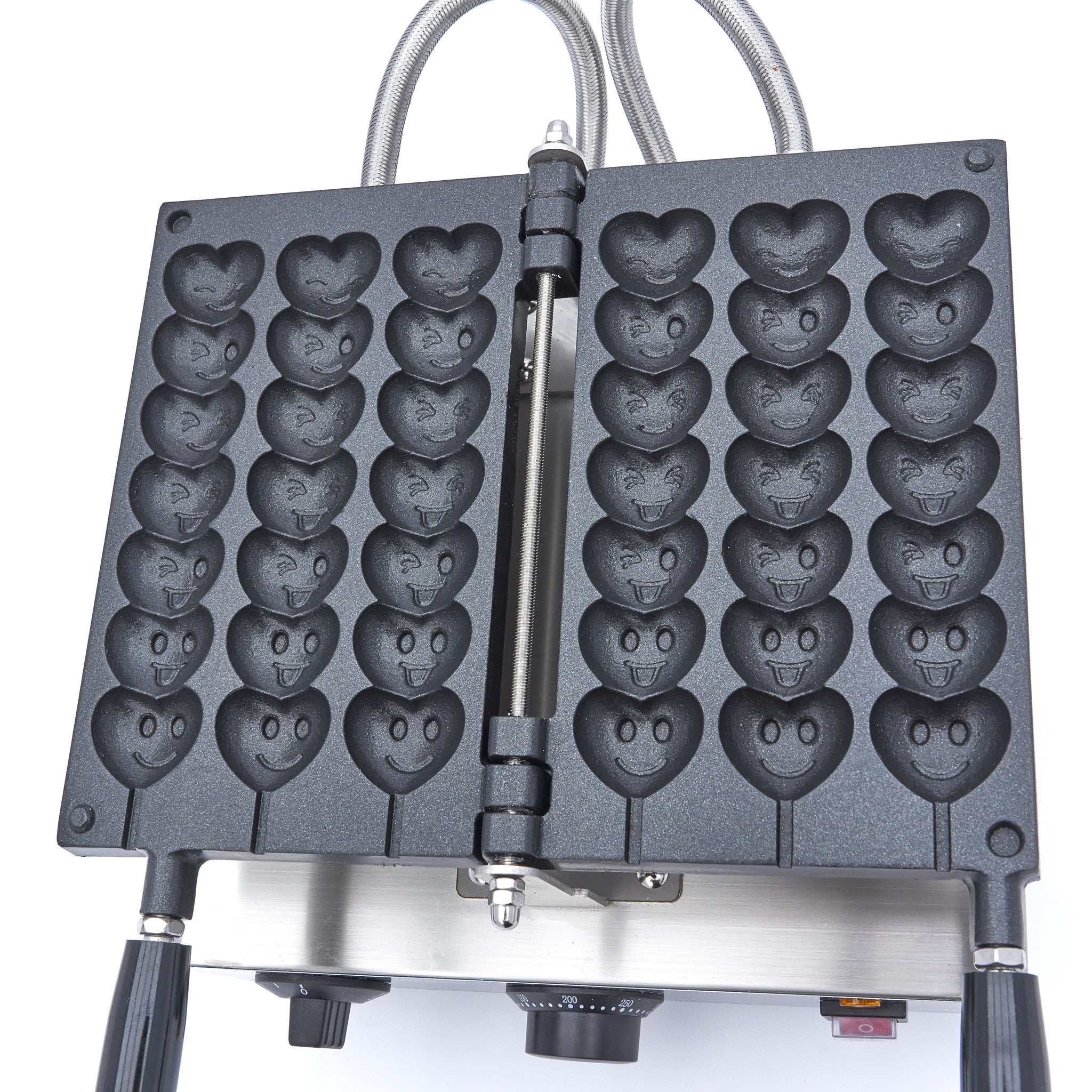 Gaufrier - 3 sucettes - coeurs avec emojis sur bâtonnets