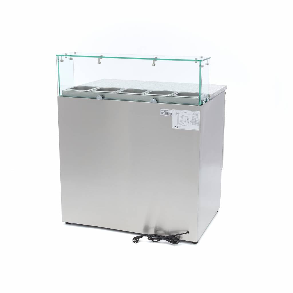 Réfrigérateur pour la préparation des pizzas - 90 cm - 2 portes - s'adapte à 5 x 1/6 GN - incl couvercle en verre