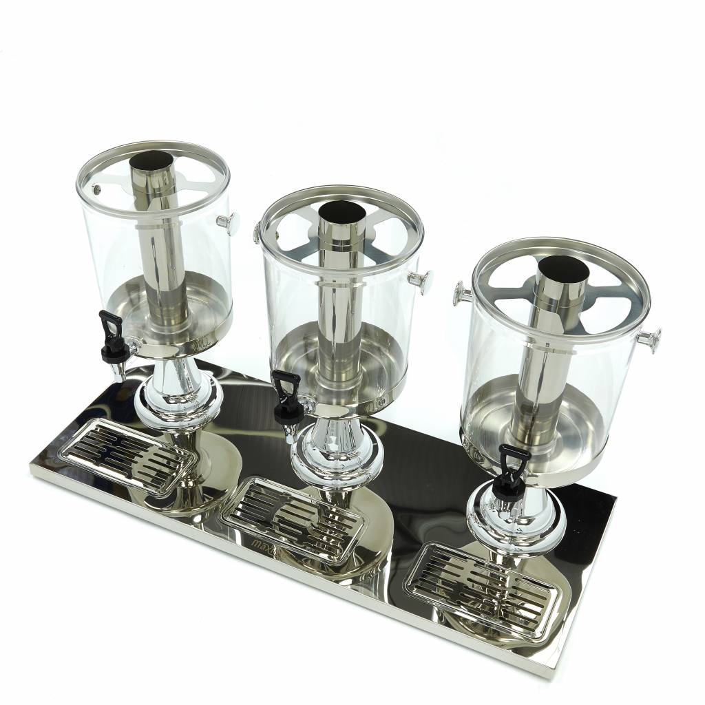 Dispensateur de boissons - 3 x 8 L - tube de refroidissement central - fonctionne sans électricité