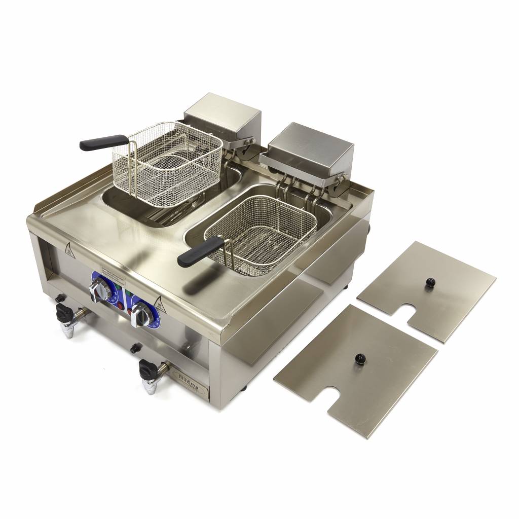 Friteuse - 2 x 10 L - 2 paniers - avec robinet de vidange - 400V